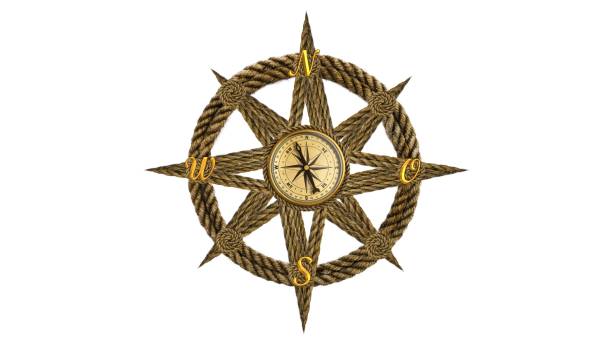 Compass and anchor made of ropes