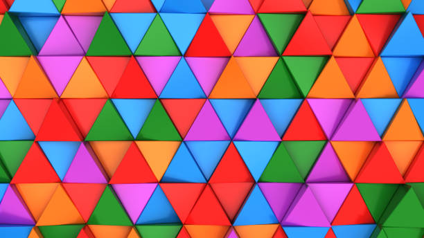 istock Pattern of green, red, purple and blue triangle prisms 869626620