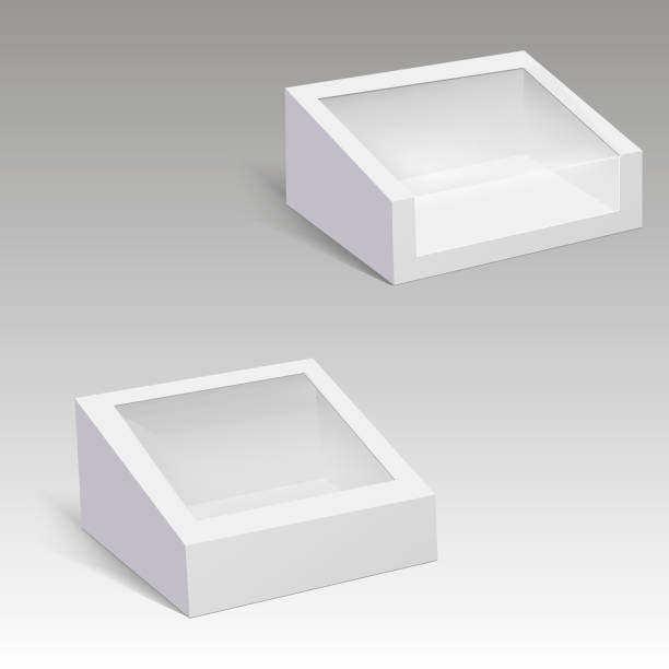 istock Blank paper box packaging for sandwich, food, gift or other products with plastic window. Vector illustration. 869629232