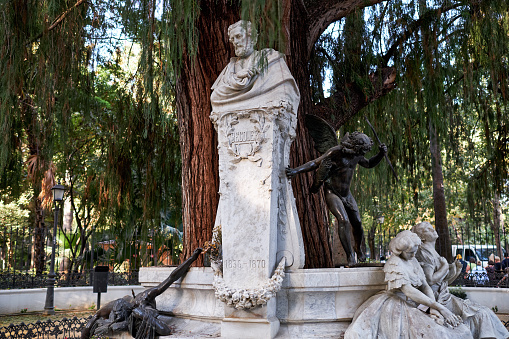 Seville, Spain - october 16, 2017: Gustavo Adolfo Becquer monument in Seville