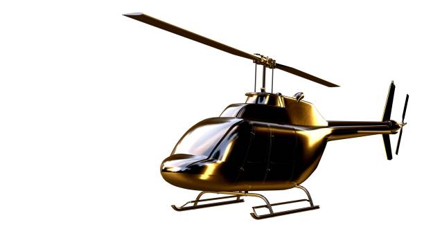 istock 3d rendering of a golden helicopter on isolated on a white background 869630520