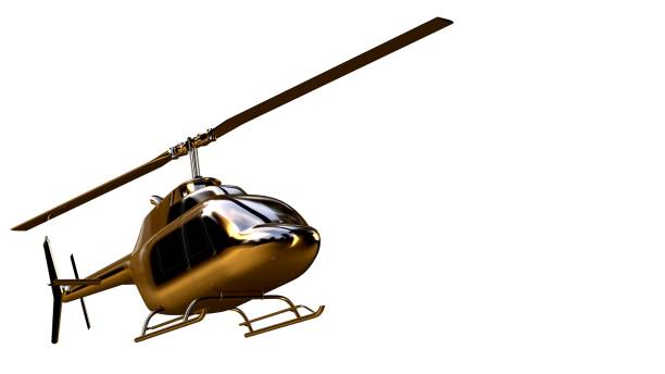 istock 3d rendering of a golden helicopter on isolated on a white background 869630552