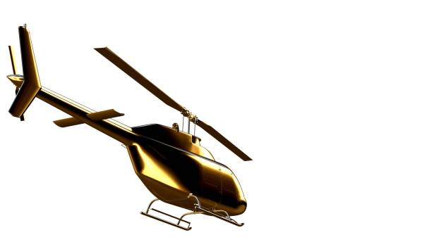 istock 3d rendering of a golden helicopter on isolated on a white background 869630592