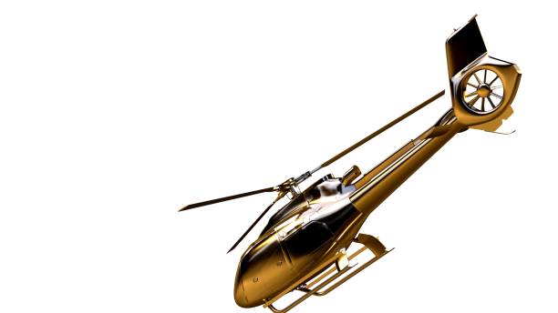 istock 3d rendering of a golden helicopter on isolated on a white background 869630676