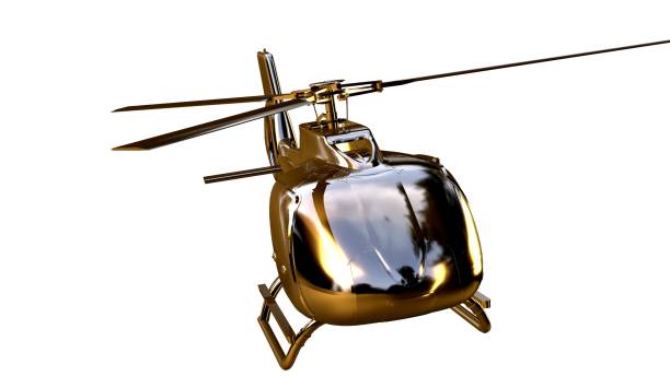 istock 3d rendering of a golden helicopter on isolated on a white background 869630828