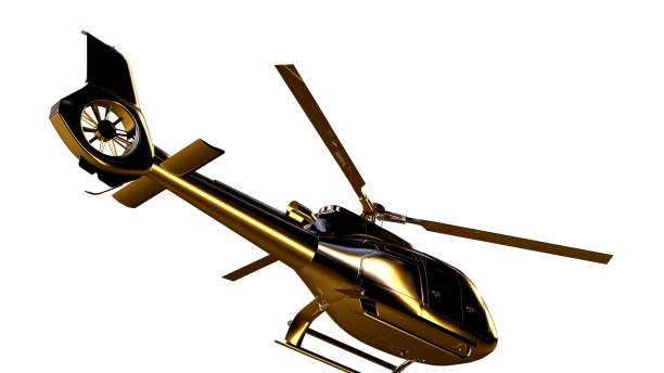 istock 3d rendering of a golden helicopter on isolated on a white background 869630924