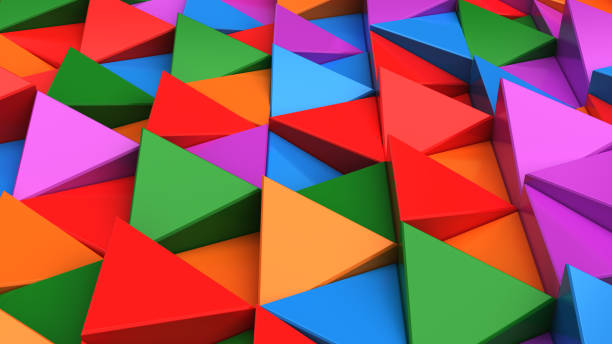 istock Pattern of green, red, purple and blue triangle prisms 869631106