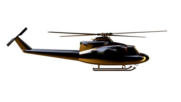 istock 3d rendering of a golden helicopter on isolated on a white background 869631196
