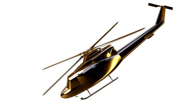 istock 3d rendering of a golden helicopter on isolated on a white background 869631242