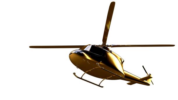 istock 3d rendering of a golden helicopter on isolated on a white background 869631266
