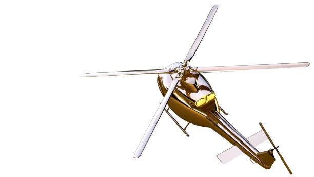 istock 3d rendering of a golden helicopter on isolated on a white background 869631322