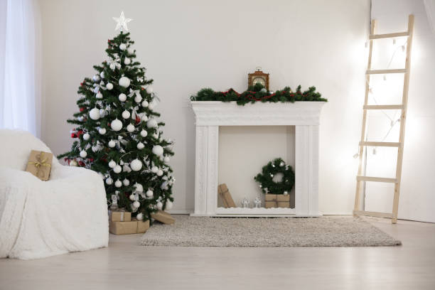istock Christmas tree in a white room with Gifts Christmas Decor 869633894