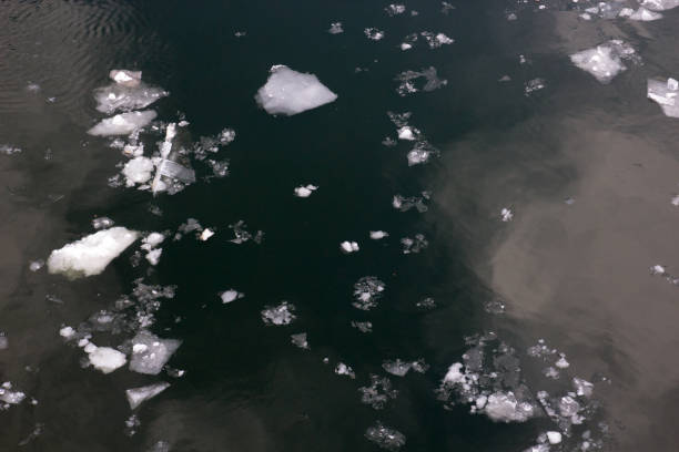 istock Pieces of ice floating on the river 869638358
