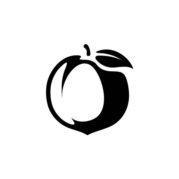Peach fruit silhouette monochrome black vector illustration Peach fruit silhouette monochrome black vector illustration fruit silhouettes stock illustrations