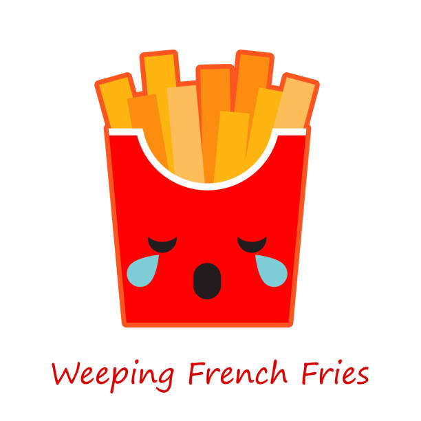 Banner French Fries Emotions Cute Cartoon Vector Illustration Stock  Illustration - Download Image Now - iStock