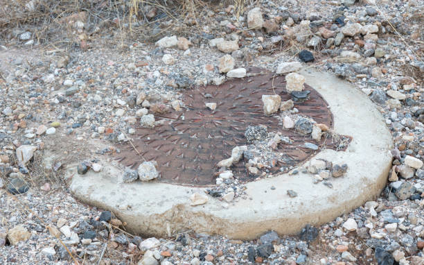 istock Circle steel manhole cover 869658828
