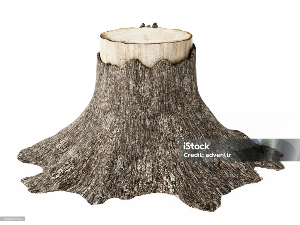 Knip oude boom geïsoleerd op wit - Royalty-free Boomstronk Stockfoto