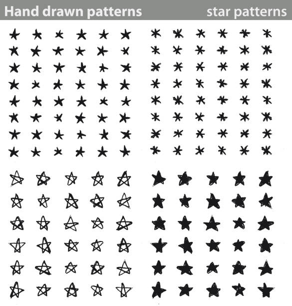 손으로 그린된 패턴, 패턴 스타 벡터 아트 일러스트