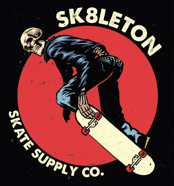 Skull skateboarding vector of Skull skateboarding positive negative slide stock illustrations