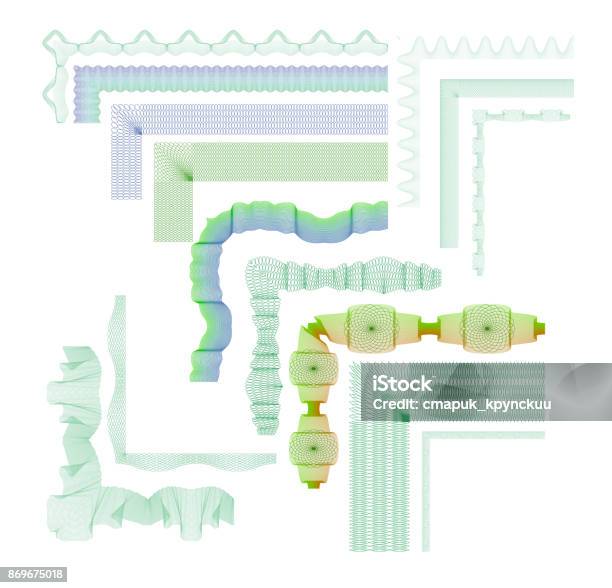 Guilloche Elements Set Stock Illustration - Download Image Now - Guilloche, Border - Frame, Pattern