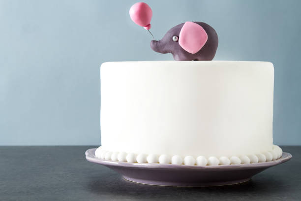 Cake for children's birthday with marzipan.