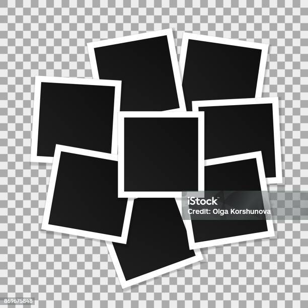 Set Of Square Vector Photo Frames Collage Of Realistic Frames Isolated On Transparent Background Template Design Vector Illustration Stock Illustration - Download Image Now