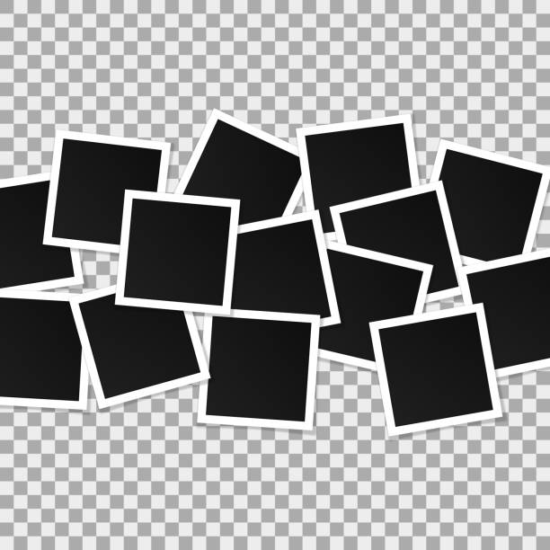 istock Set of square vector photo frames. Collage of realistic frames isolated on transparent background. Template design. Vector illustration 869675866