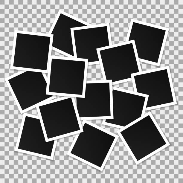 istock Set of square vector photo frames. Collage of realistic frames isolated on transparent background. Template design. Vector illustration 869675876