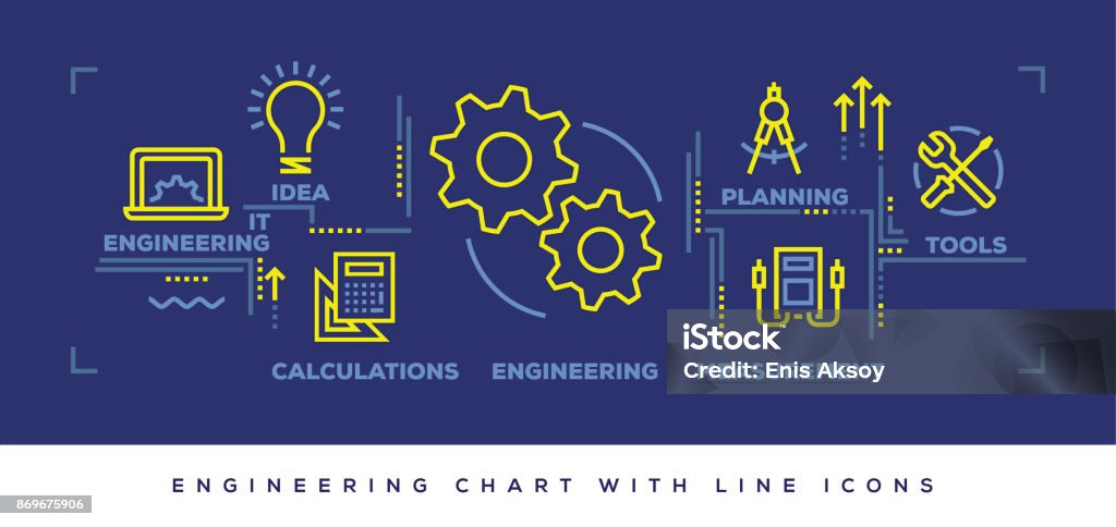 Modern Flat Line Design Concept of Engineering Engineer stock vector