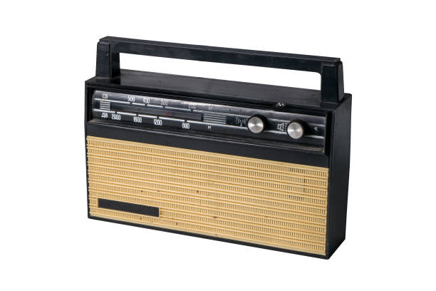 istock Image of an old soviet transistor radio  isolated on white 869678432