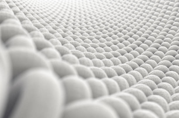 Micro Fabric Weave A microscopic close up view of a simple woven textile on a white background - 3D render woven fabric stock pictures, royalty-free photos & images