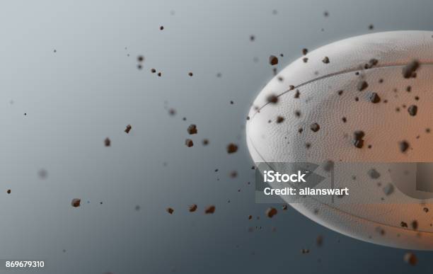 Rugby Ball In Flight Stock Photo - Download Image Now - Rugby - Sport, Fog, Flying