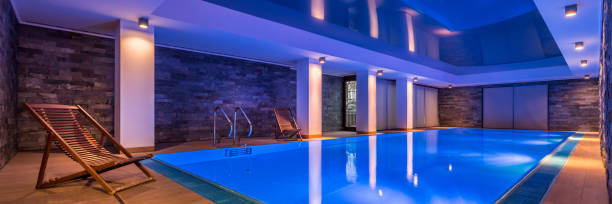 istock Luxurious indoor swimming pool 869682200