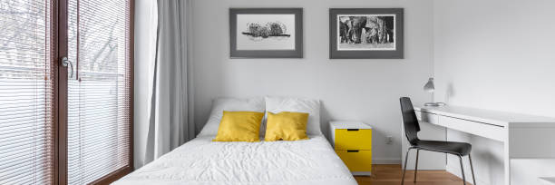 istock Bedroom with countertop desk 869682204