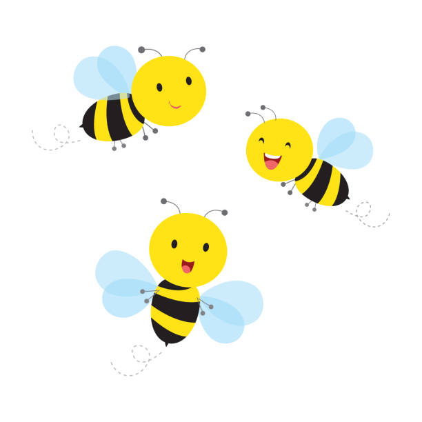 Bees Vector illustration of bees. animal antenna stock illustrations