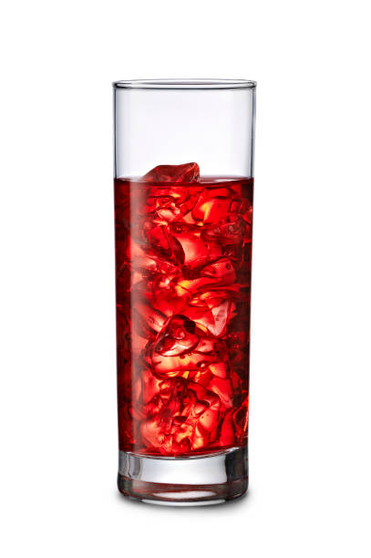 red drink in tall glass with ice cubes isloated red drink in tall glass with ice cubes islolated. islotaed on white stock pictures, royalty-free photos & images