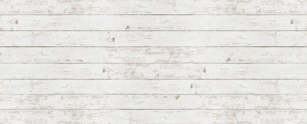 木製の白いテクスチャ背景、トップ ビュー コピー スペース テンプレート - 木目 ストックフォトと画像