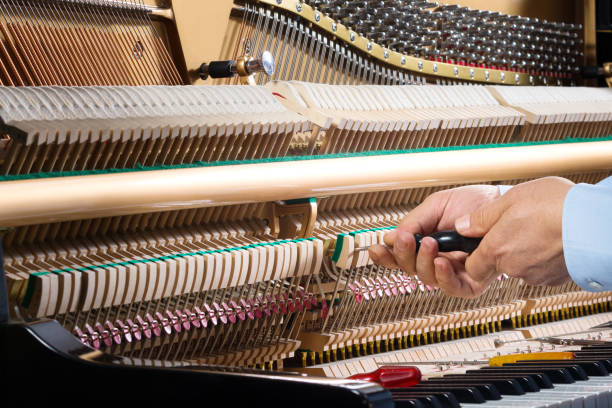 istock Instrument technician repairing a piano 869698218