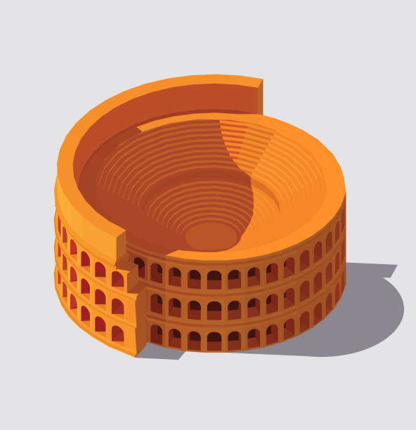 вектор изометрическое здание - coliseum stock illustrations