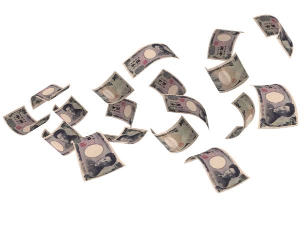 istock Japanese yen falling money 869700904