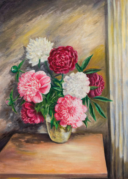 istock Bouquet of peonies in a vase 869701484