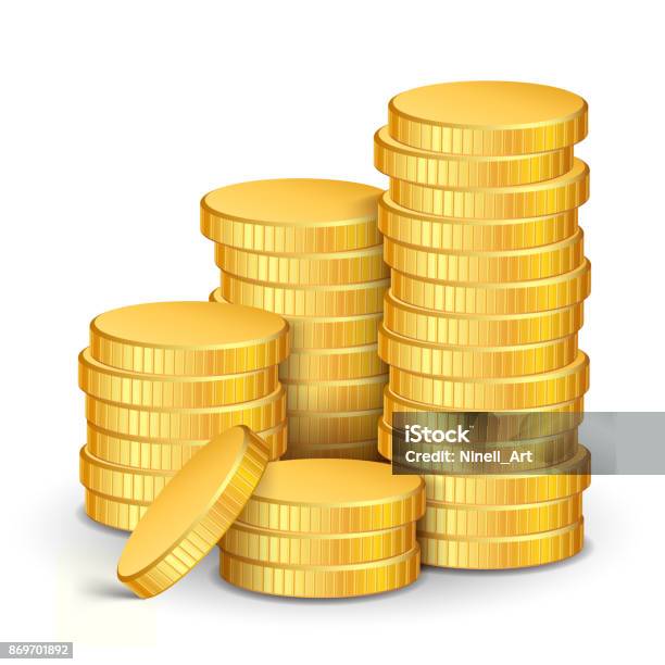 Gold Coins Stock Illustration - Download Image Now - Coin, Stack, Gold - Metal