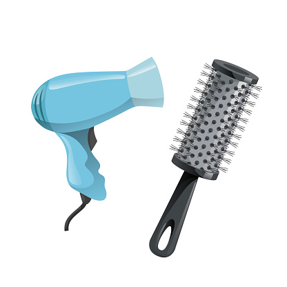 Ilustración de Dibujos Animados Diseño Moda Peinado Equipo Conjunto Negro Térmico Redondo Cepillo De Pelo Para El Peinado Y Secador De Pelo Eléctrico Colección De Iconos Del Ilustración Vector Barber Shop y Ilustración de Dibujos Animados Diseño Moda Peinado Equipo Conjunto Negro Térmico Redondo Cepillo De Pelo Para El Peinado Y Secador De Pelo Eléctrico Colección De Iconos Del Ilustración Vector Barber Shop y