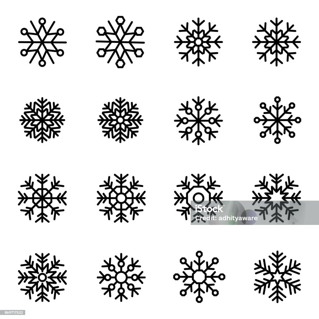 Flocons de neige décoratifs vector ensemble - clipart vectoriel de Flocon de neige - Neige libre de droits