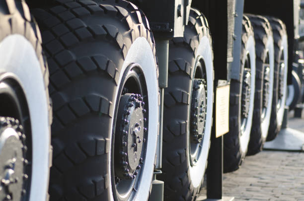 istock Large wheels of the military 869718784