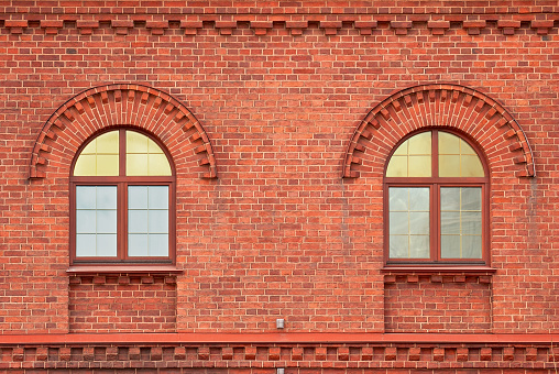 The Windows of the house from a red brick. From the series window of Saint-Petersburg.