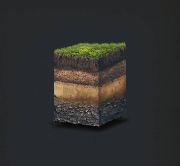 istock Soil layers. Cross section soil layers. 3D illustration, dark background 869719368