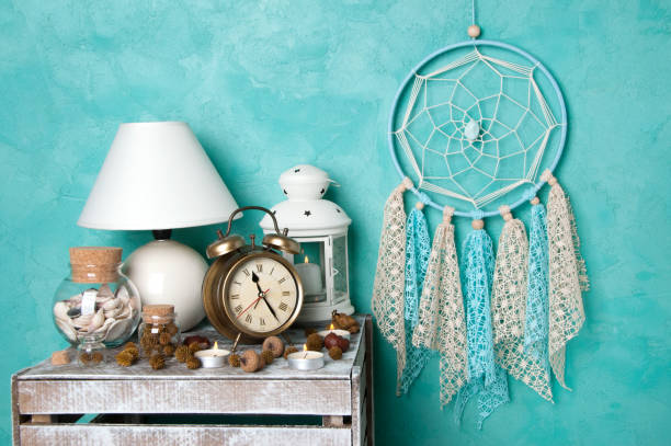 istock Bedroom decor on aquamarine 869719482