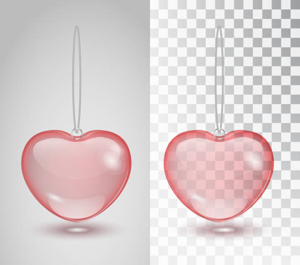 istock Red transparent heart isolated on transparent Checkered Background.Glass decoration romantic Valentines Day on a transparent background. Glass vector object design, layout. Vector illustrator. 10 EPS. 869722800