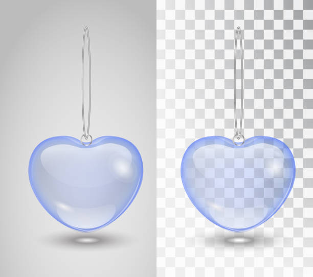 istock Blue transparent heart isolated on transparent Checkered Background.Glass decoration romantic Valentines Day on a transparent background. Glass vector object design, layout. Vector illustrator. 10 EPS. 869722872